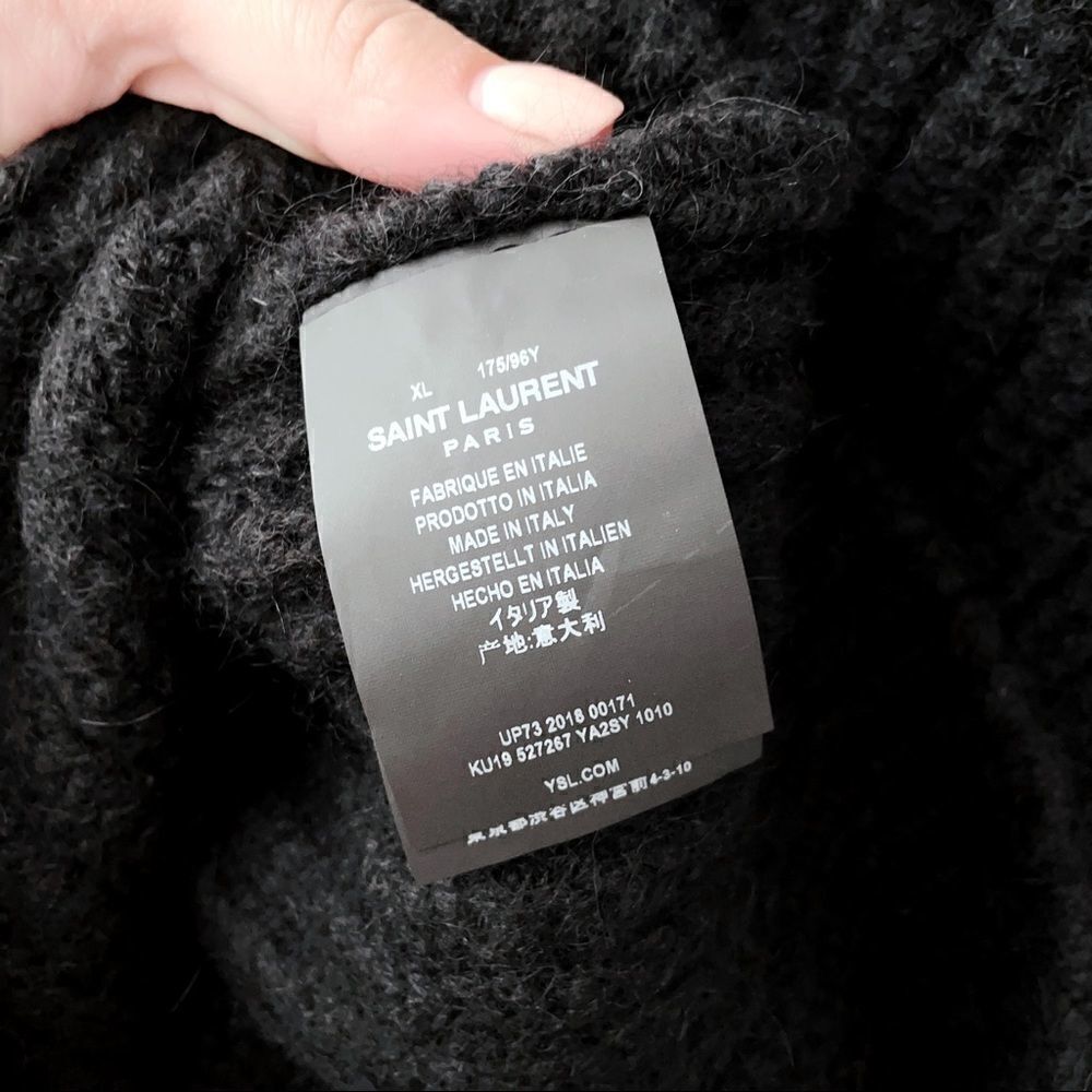 ⭕️ YSL SAINT LAURENT Sweater Black Wool Suede - Picture 11 of 12